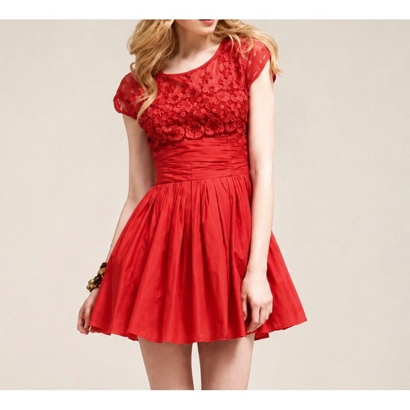 Free People & Anthropologie Dresses & Skirts - Free People sz 2 Rose Garden Eyelet Embroidered Fit Flare Babydoll Poppy Dress